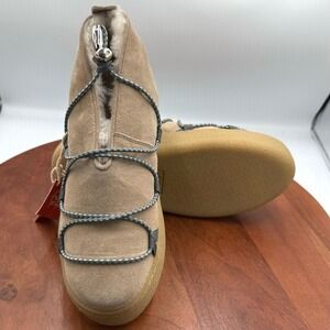 Free People Snowdrop Mico Mukluk Shearling Platform Boots Tan Suede‎ Womens 8